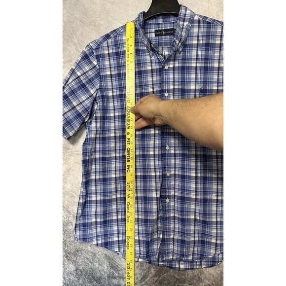 Ralph Lauren Blue Plaid XL Short Sleeve Button Up Short Summer Casual Men’s - Picture 6 of 7